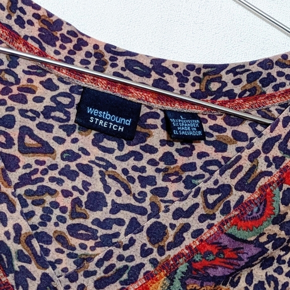 Westbound | Floral Cheetah Paisley | V Neck Sweater | Funky | Artsy | Y2K - Picture 3 of 6